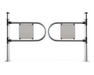 Obraz premium Entrance tourniquet, turnstile from chromes pipes. 3d.