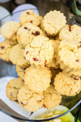 Piles of Cranberry Scone placed on Glass plate