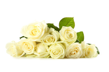 Bouquet of white roses isolated on white