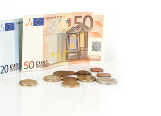 Monety banknoty euro