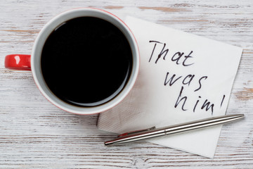 Message written on napkin