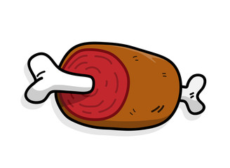 Raw Meat, a hand drawn vector illustration of a raw meat, isolated on a simple backdrop (editable).