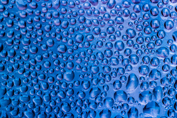 water drops on blue background