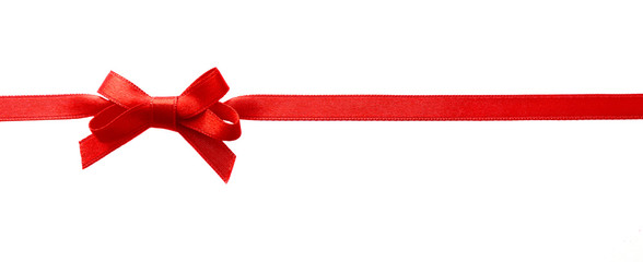 Horizontal ribbon with bow, isolated on white