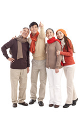 Obraz premium Family members looking afar and pointing the front 