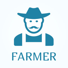 Icon or sign of farmer in flat style