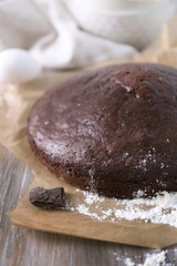 Home made chocolate pie on craft paper