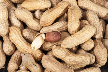 background of fruits of groundnut, close up