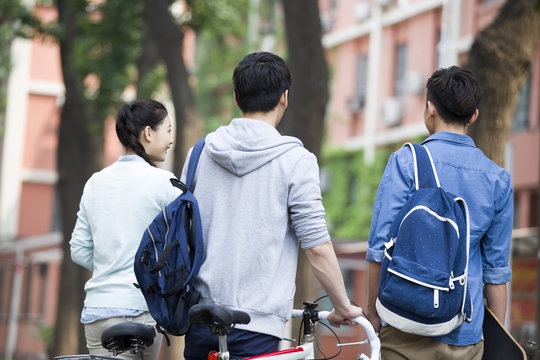 Happy College Students On Campus