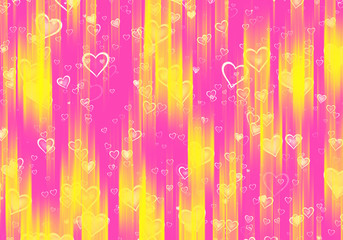many hearts background with rays