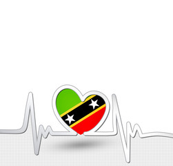 Saint Kitts and Nevis flag heart and heartbeat line