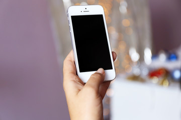 Woman taking photo with  smartphone