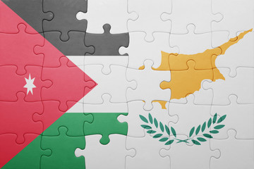 puzzle with the national flag of cyprus and jordan