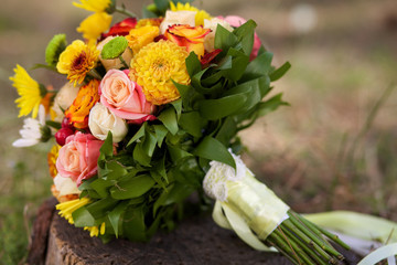 bridal bouquet of yellow flowers