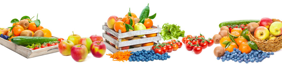 Obst und Gemüse, isoliert als Banner