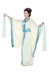 Young woman in Chinese traditional costume dancing © Blue Jean Images