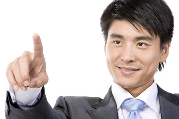 Young Businessman pointing by finger
