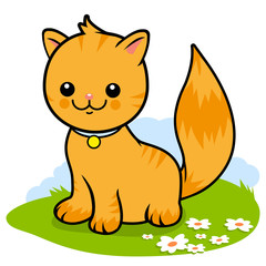 Cute orange tabby cat. Vector illustration