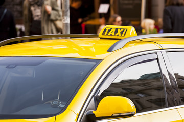 Taxi stand, waiting for the trip. Taxi on call.
