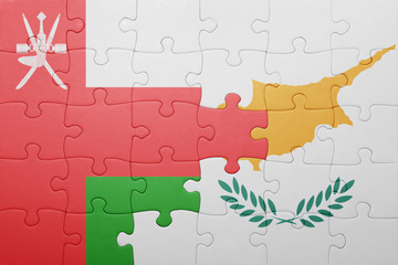 puzzle with the national flag of cyprus and oman