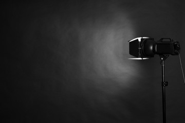 Lighting equipment in empty photo studio