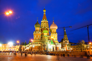 Fototapeta na wymiar St. Basil's Cathedral in Moscow's Red Square, night lights