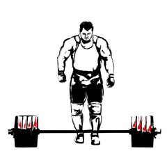 The vector illustration sketch "Weightlifter with barbell"