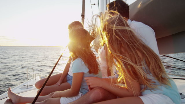 Caucasian Family Group Luxury Lifestyle Yacht Tourism Travel Health Insurance