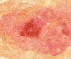 orange red  tones textures of watercolor on cotton paper