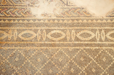 Ancient floor mosaic at Phaphos archaeological park, Cyprus.