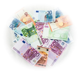 Obraz na płótnie Canvas euro bills euro banknotes money. European Union Currency
