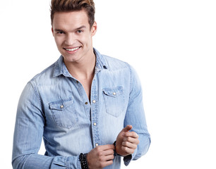 Young men model posing in the studio