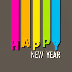 Happy New Year in colorful lines