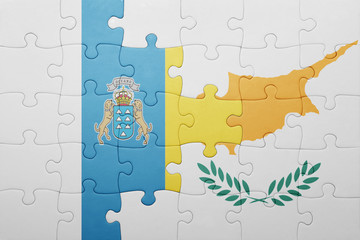puzzle with the national flag of cyprus and canary islands