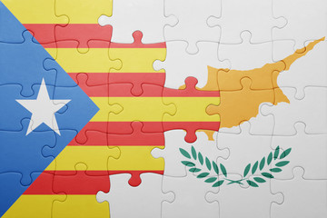 puzzle with the national flag of cyprus and catalonia