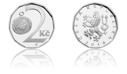 Czech Koruna Coins, 2 CZK, Two Czech Koruna, The Obverse and Reverse, Czech Currency