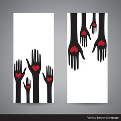 Two vertical Valentine banners, back and front side