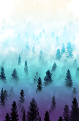 misty forest landscape - 99370401