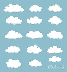 set of cute cartoon clouds. vector