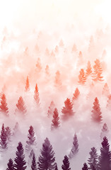 misty forest landscape - 99370651