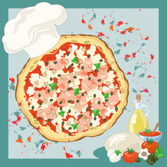 Pizza con  Cappello da Cuoco e Ingredienti