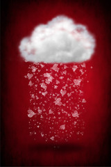 white cloud and falling hearts for Valentine's