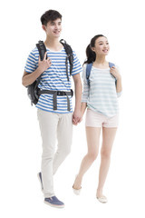 Naklejka premium Happy young couple hiking