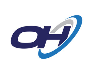 OH Letter Swoosh Blue Logo
