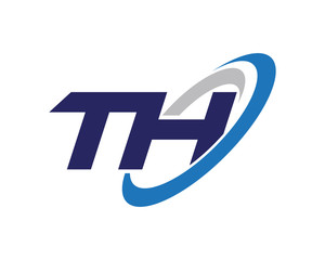 TH Letter Swoosh Blue Logo