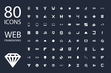 Web development framework icon set vector illustration