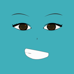 Smile cartoon face with emotion (anime style)