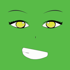 Fototapeta premium Smile cartoon face with emotion (anime style)