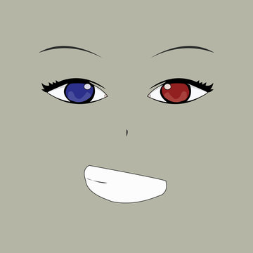 Smile cartoon face with emotion (anime style)