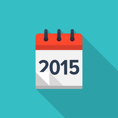 Flat calendar icon. Date and time background. New year. 2015.
